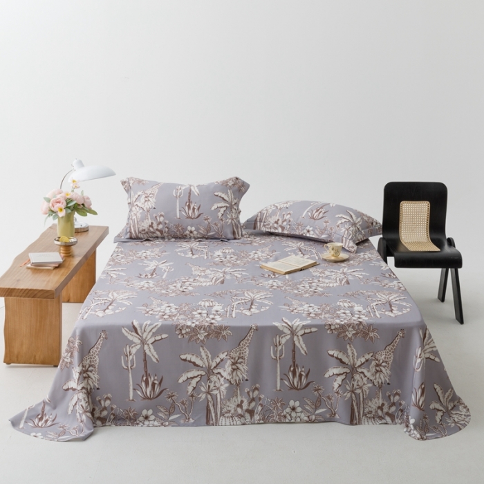 91家纺网 家纺一手货源 找家纺 榻尚 2023新款竹纤维印花夏凉席三件套 丛林 灰