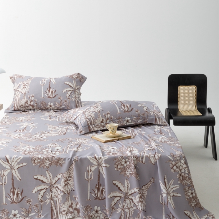 91家纺网 家纺一手货源 找家纺 榻尚 2023新款竹纤维印花夏凉席三件套 丛林 灰