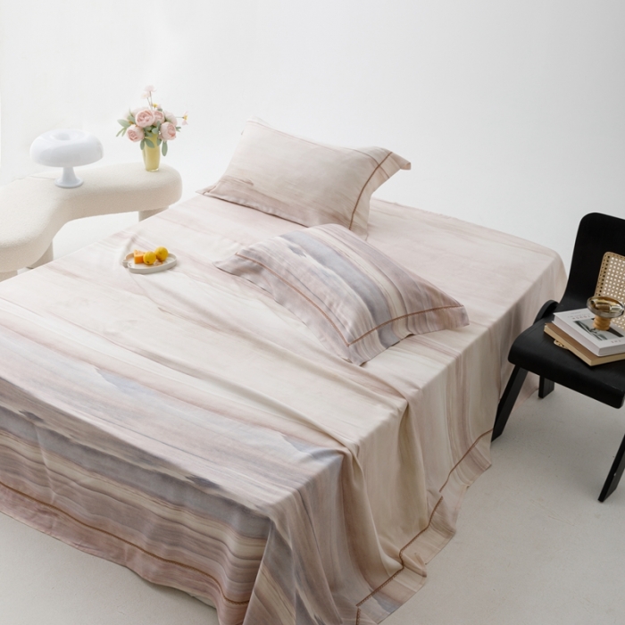 91家纺网 家纺一手货源 找家纺 榻尚 2024新款竹纤维印花夏凉席三件套 大理 咖