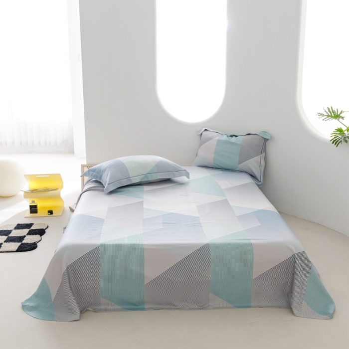 91家纺网 家纺一手货源 找家纺 榻尚 2024新款竹纤维印花夏凉席三件套 多彩 蓝