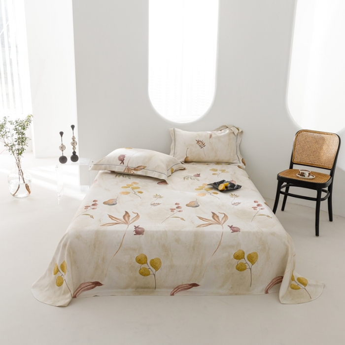 91家纺网 家纺一手货源 找家纺 榻尚 2023新款竹纤维印花夏凉席三件套 福禄兔 米色