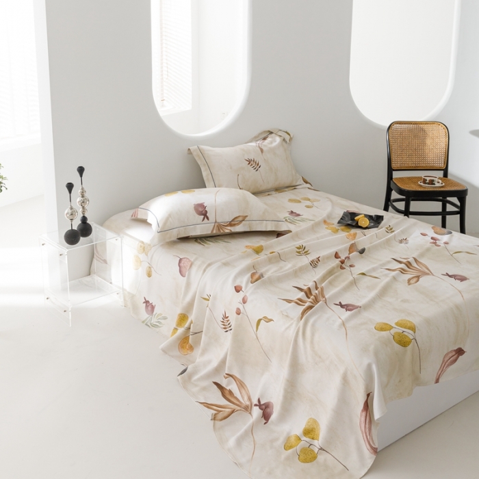 91家纺网 家纺一手货源 找家纺 榻尚 2023新款竹纤维印花夏凉席三件套 福禄兔 米色