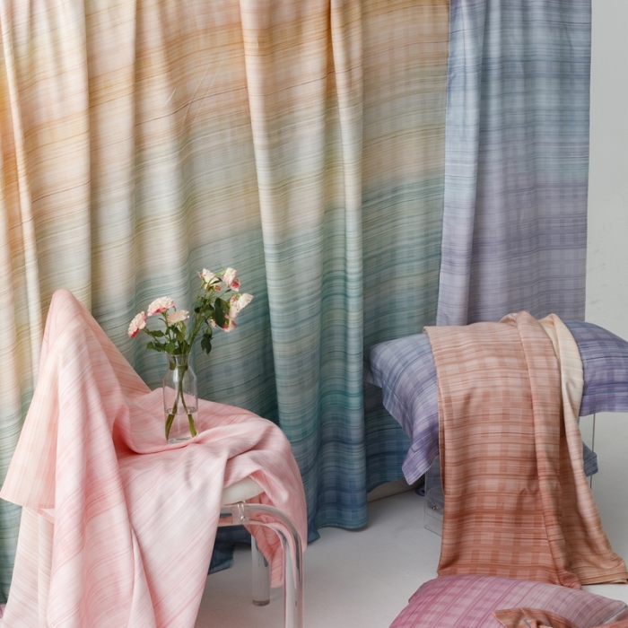 91家纺网 家纺一手货源 找家纺 榻尚 2024新款竹纤维印花夏凉席三件套 光之恋 紫