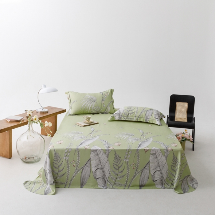 91家纺网 家纺一手货源 找家纺 榻尚 2023新款竹纤维印花夏凉席三件套 盛夏 绿