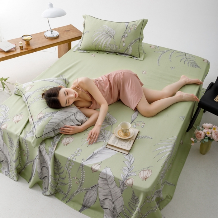 91家纺网 家纺一手货源 找家纺 榻尚 2023新款竹纤维印花夏凉席三件套 盛夏 绿