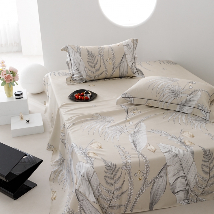 91家纺网 家纺一手货源 找家纺 榻尚 2023新款竹纤维印花夏凉席三件套 盛夏 米