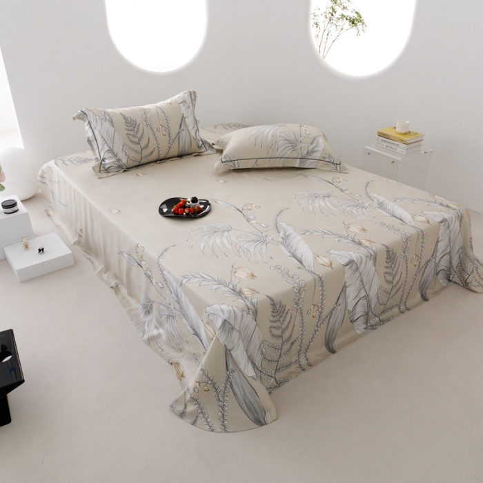 91家纺网 家纺一手货源 找家纺 榻尚 2023新款竹纤维印花夏凉席三件套 盛夏 米