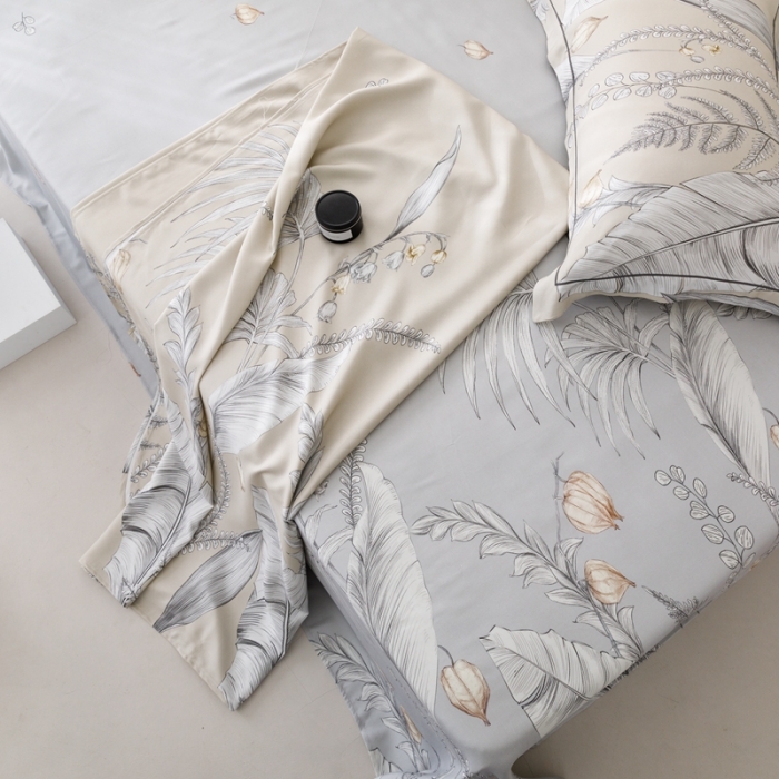 91家纺网 家纺一手货源 找家纺 榻尚 2023新款竹纤维印花夏凉席三件套 盛夏灰