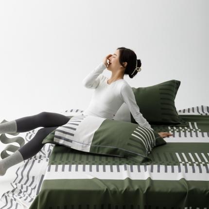 榻尚 2024新款竹纤维印花夏凉席三件套 元素 牛油果绿