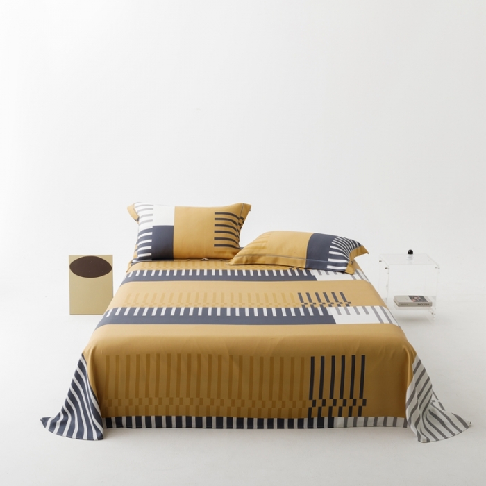 91家纺网 家纺一手货源 找家纺 榻尚 2024新款竹纤维印花夏凉席三件套 元素咖