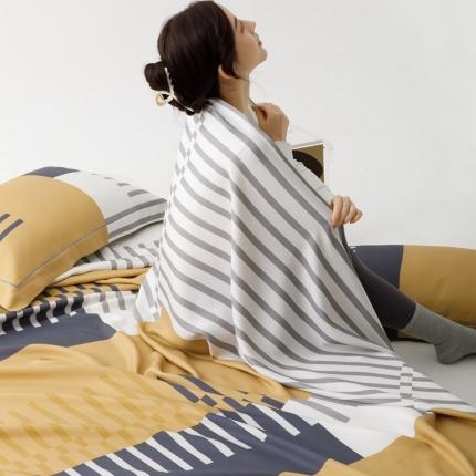 榻尚 2024新款竹纤维印花夏凉席三件套 元素咖