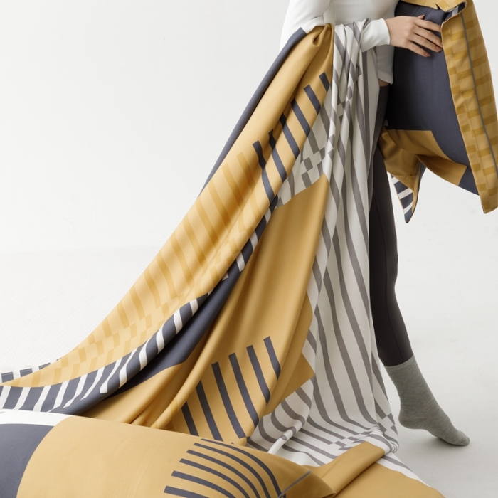 91家纺网 家纺一手货源 找家纺 榻尚 2024新款竹纤维印花夏凉席三件套 元素咖