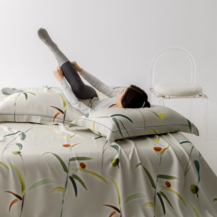 91家纺网 家纺一手货源 找家纺 榻尚 2024新款竹纤维印花夏凉席三件套 竹蕴 米