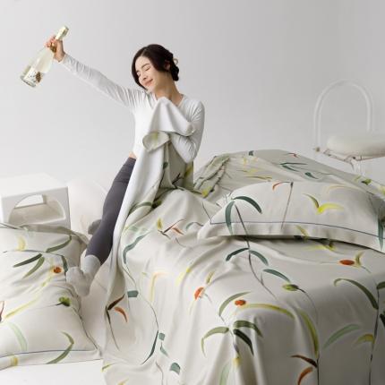 榻尚 2024新款竹纤维印花夏凉席三件套 竹蕴 米