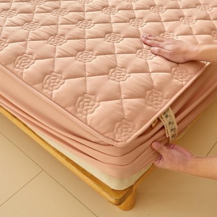 给笠 直播供货爆款2024新款纯色原棉玉米纤维夹棉床笠 花朵-淡粉