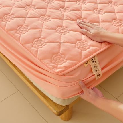 给笠 直播供货爆款2024新款纯色原棉玉米纤维夹棉床笠 花朵-嫩粉