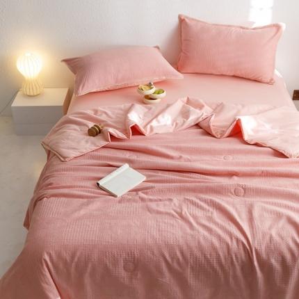 91家纺网 家纺一手货源 找家纺 沐棉家居 2024新款全棉华夫格单品夏被 华夫格-粉