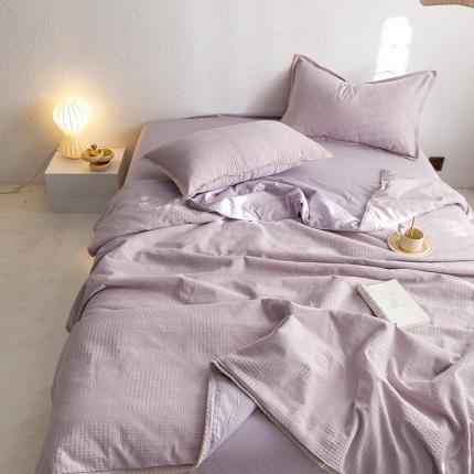 91家纺网 家纺一手货源 找家纺 沐棉家居 2024新款全棉华夫格单品夏被 华夫格-紫