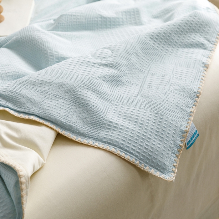 91家纺网 家纺一手货源 找家纺 沐棉家居 2024新款全棉华夫格单品夏被 华夫格-兰