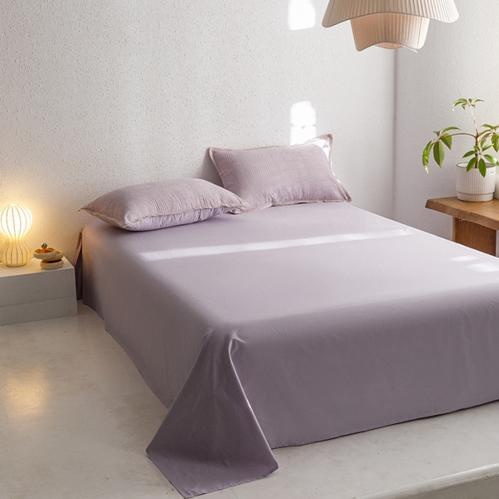 91家纺网 家纺一手货源 找家纺 沐棉家居 2023新款全棉华夫格单品床单 华夫格-紫