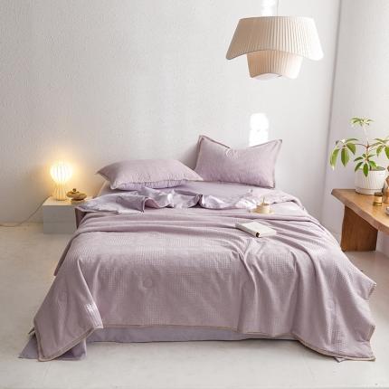 91家纺网 家纺一手货源 找家纺 沐棉家居 2023新款全棉华夫格夏被四件套 华夫格-紫