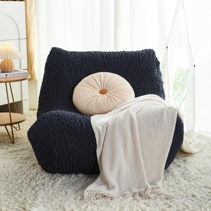 91家纺网 家纺一手货源 找家纺 丝绮鹿2023日式皱皱布毛毛虫懒人沙发套 雅致黑灰