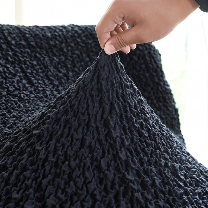 91家纺网 家纺一手货源 找家纺 丝绮鹿2023日式皱皱布毛毛虫懒人沙发套 雅致黑灰