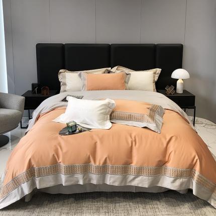 91家纺网 家纺一手货源 找家纺 总 太古汇 2023新款A类长绒棉刺绣千鸟格四件套-格伦格系列