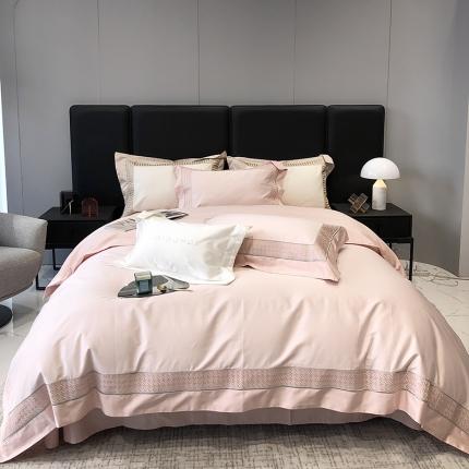 91家纺网 家纺一手货源 找家纺 总 太古汇 2023新款A类长绒棉刺绣千鸟格四件套-格伦格系列