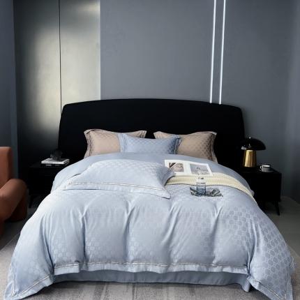 优悦2023新款提花冰丝系列四件套 马俐亚-浅蓝