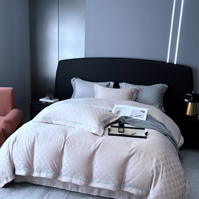 91家纺网 家纺一手货源 找家纺 优悦2023新款提花冰丝系列四件套 马俐亚-香槟