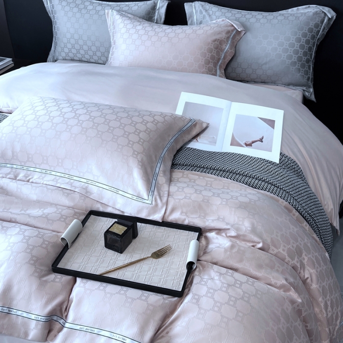 91家纺网 家纺一手货源 找家纺 优悦2023新款提花冰丝系列四件套 马俐亚-香槟