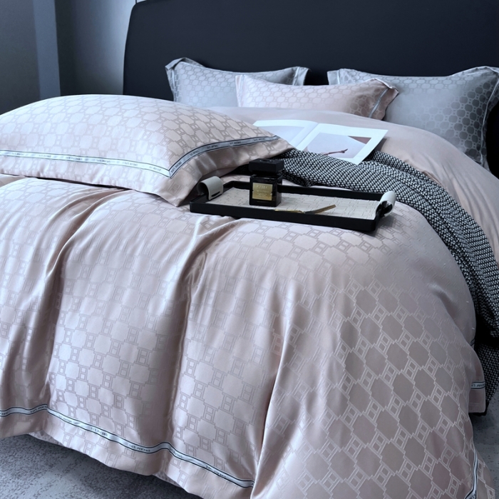 91家纺网 家纺一手货源 找家纺 优悦2023新款提花冰丝系列四件套 马俐亚-香槟