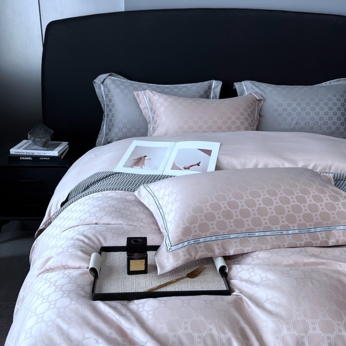 91家纺网 家纺一手货源 找家纺 优悦2023新款提花冰丝系列四件套 马俐亚-香槟