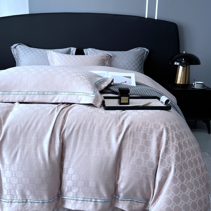 91家纺网 家纺一手货源 找家纺 优悦2023新款提花冰丝系列四件套 马俐亚-香槟