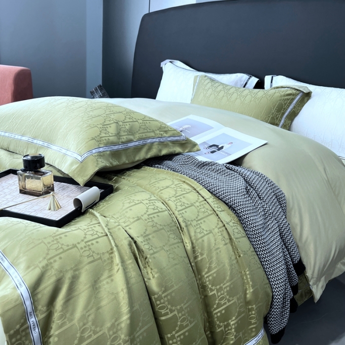 91家纺网 家纺一手货源 找家纺 优悦2023新款提花冰丝系列四件套 莫妮卡-绿