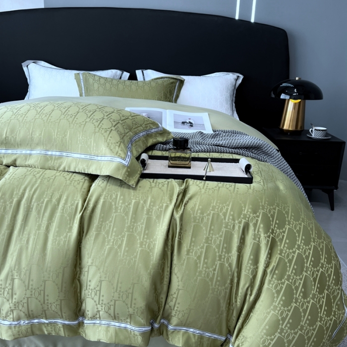 91家纺网 家纺一手货源 找家纺 优悦2023新款提花冰丝系列四件套 莫妮卡-绿