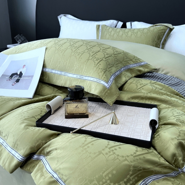 91家纺网 家纺一手货源 找家纺 优悦2023新款提花冰丝系列四件套 莫妮卡-绿