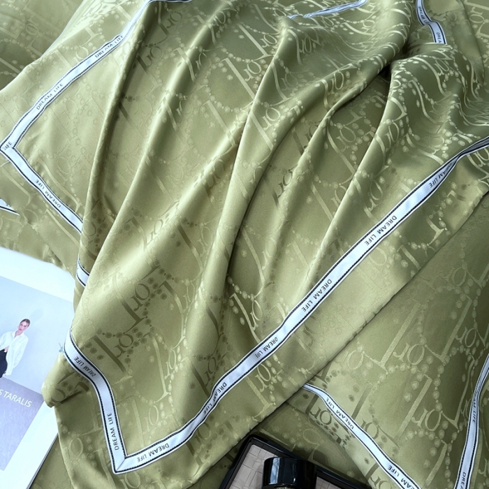 91家纺网 家纺一手货源 找家纺 优悦2023新款提花冰丝系列四件套 莫妮卡-绿