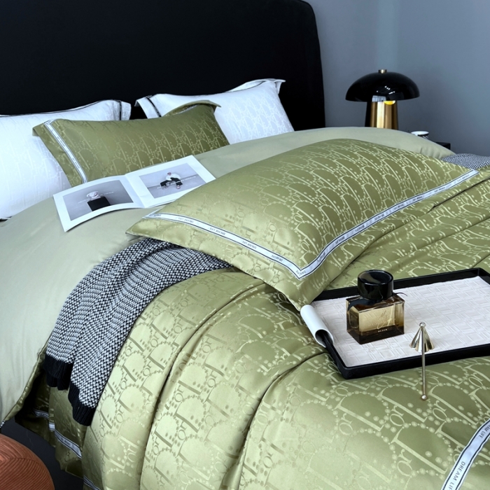 91家纺网 家纺一手货源 找家纺 优悦2023新款提花冰丝系列四件套 莫妮卡-绿