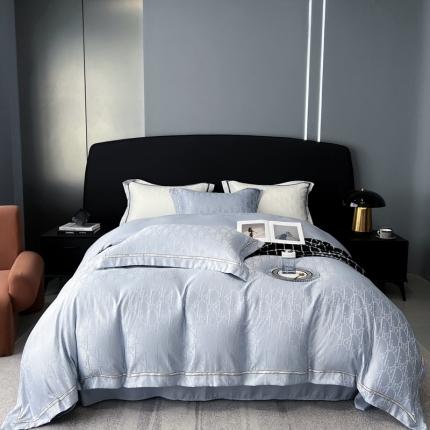 优悦2023新款提花冰丝系列四件套 莫妮卡-浅蓝