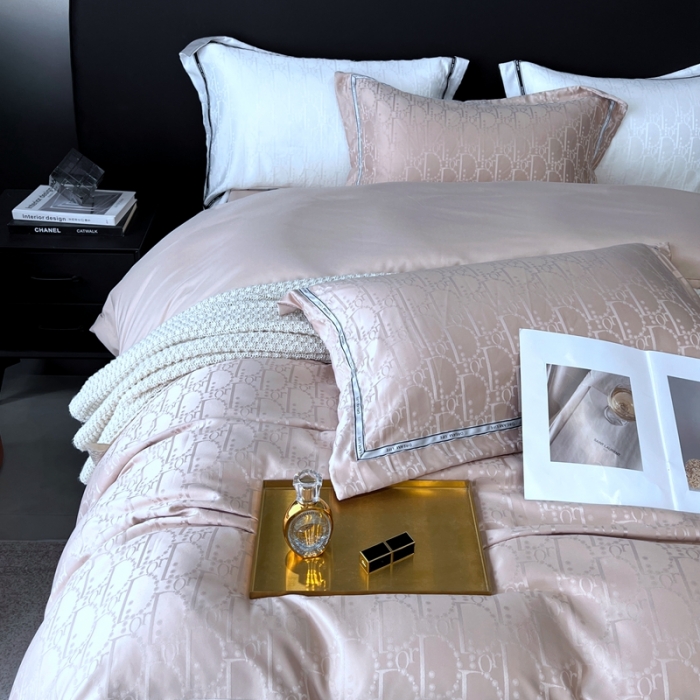 91家纺网 家纺一手货源 找家纺 优悦2023新款提花冰丝系列四件套 莫妮卡-香槟