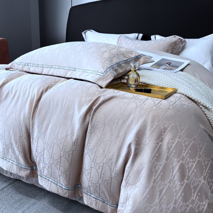 91家纺网 家纺一手货源 找家纺 优悦2023新款提花冰丝系列四件套 莫妮卡-香槟