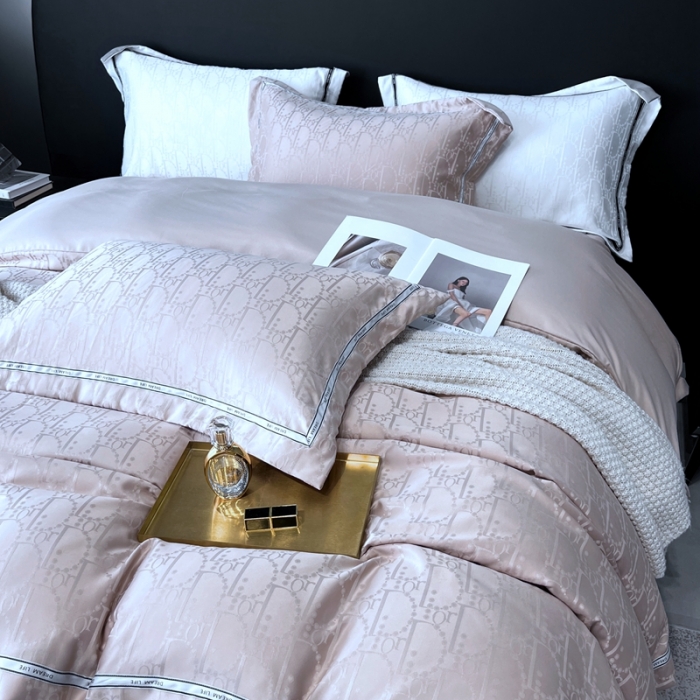 91家纺网 家纺一手货源 找家纺 优悦2023新款提花冰丝系列四件套 莫妮卡-香槟