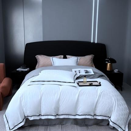 优悦2023新款提花冰丝系列四件套 娜爱-白灰