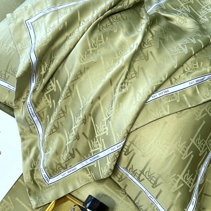 91家纺网 家纺一手货源 找家纺 优悦2023新款提花冰丝系列四件套 娜爱-绿