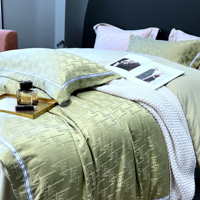 91家纺网 家纺一手货源 找家纺 优悦2023新款提花冰丝系列四件套 娜爱-绿