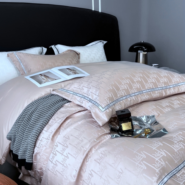 91家纺网 家纺一手货源 找家纺 优悦2023新款提花冰丝系列四件套 娜爱-香槟