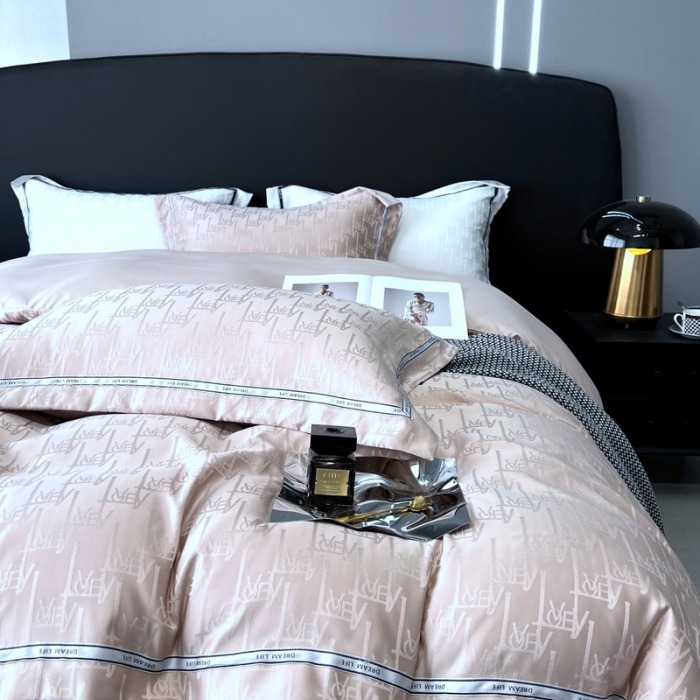 91家纺网 家纺一手货源 找家纺 优悦2023新款提花冰丝系列四件套 娜爱-香槟