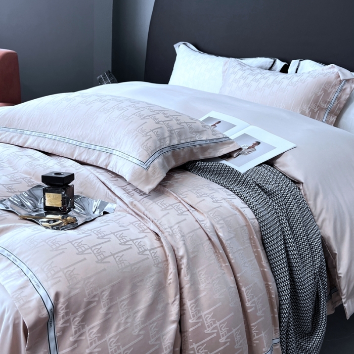 91家纺网 家纺一手货源 找家纺 优悦2023新款提花冰丝系列四件套 娜爱-香槟